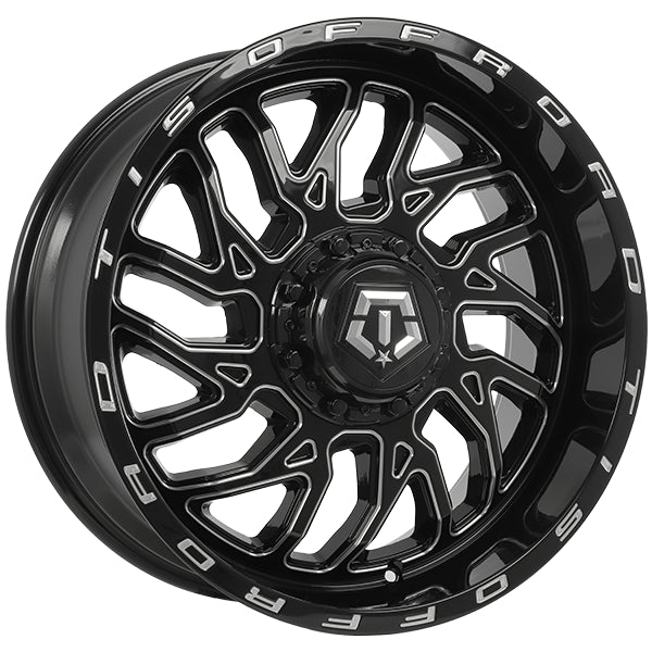 TIS 544BM GLOSS BLACK MILLED EDGE 22X10 +10 6X135/6X139.7 108.1mm