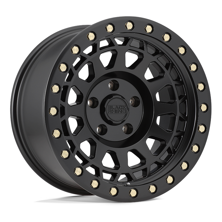 BLACK RHINO PRIMM MATTE BLACK W/ BRASS BOLTS 17X9 0 5X127 71.5