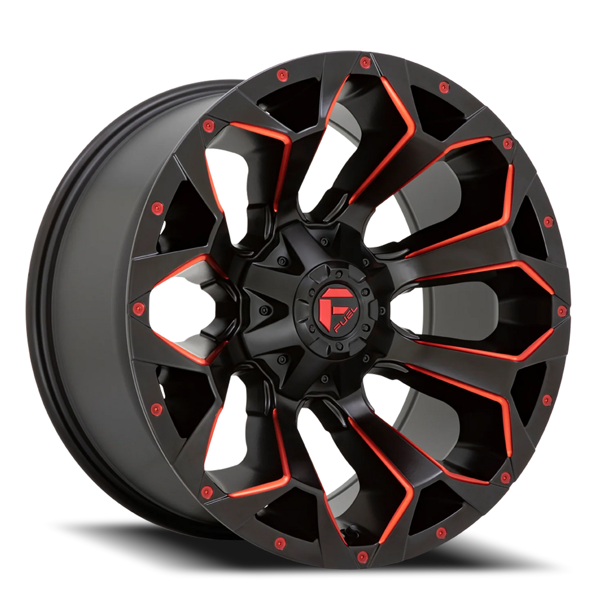 FUEL OFFROAD D787 ASSAULT MATTE BLACK RED MILLED 18X9 +20 5X139.7|5X150mm 110.1mm *text us for CLEARANCE price