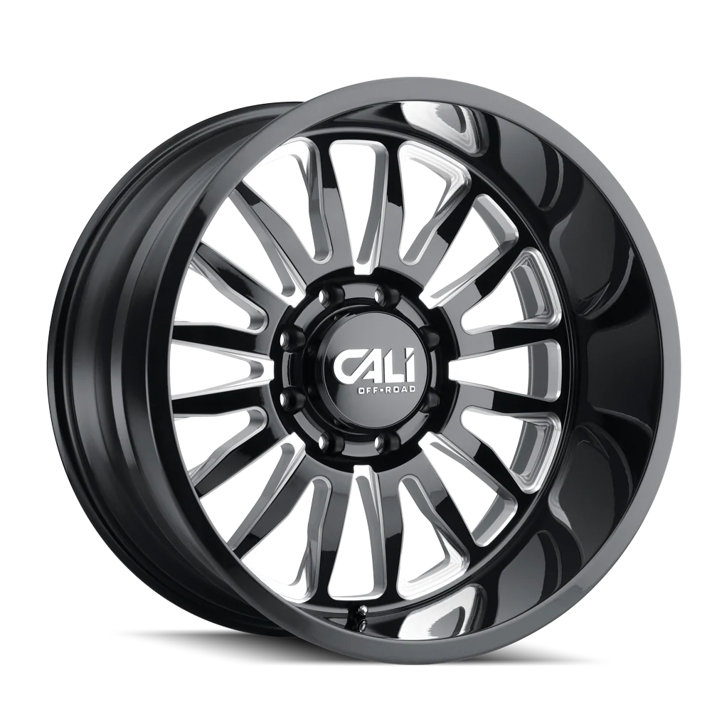 CALI SUMMIT 9110 GLOSS BLACK/ MILLED SPOKES | 22X12 8X180 -51 124.1MM