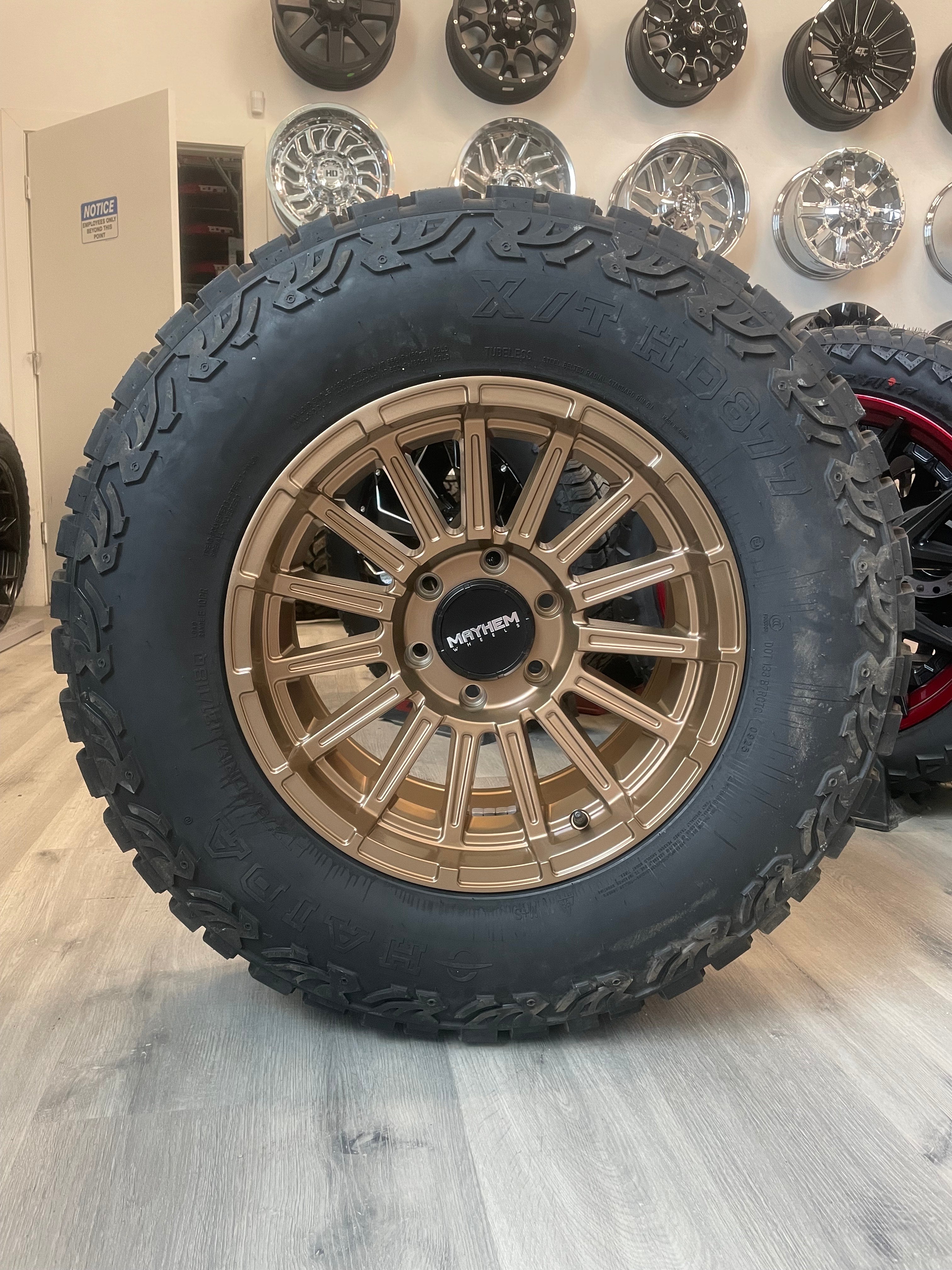 (SET OF FOUR) Mayhem Granite 17x9 6x139.7 +0 Bronze | 275/70r17 Haida 877 X/T 3PMS ( Tacoma, Tundra, Ram, Silverado, Sierra )