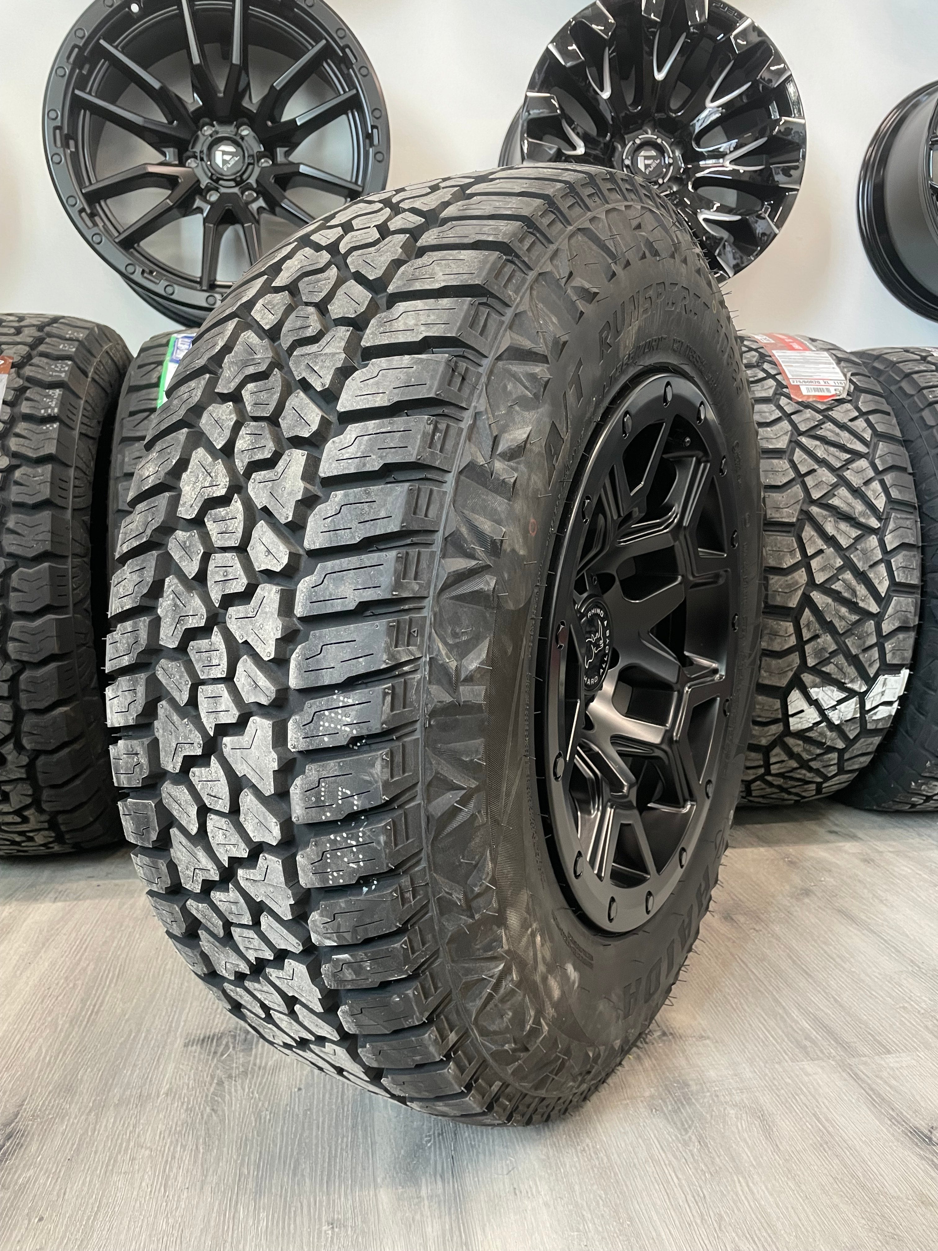 (SET OF FOUR) Black Rhino Overland 17x9.5 6x139.7 -18 Matte BLK | LT265/70r17 Haida 829 3PMS