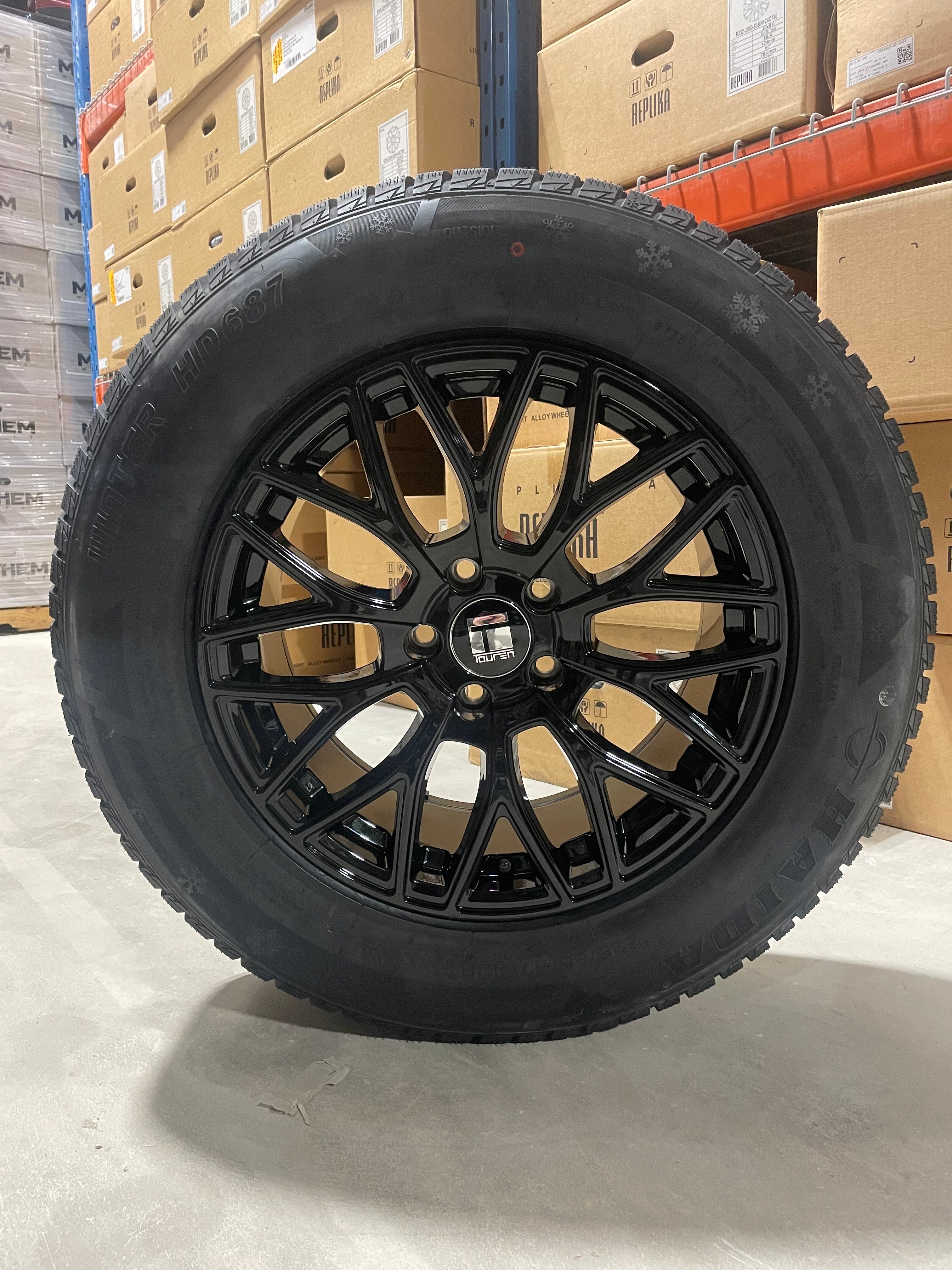 (SET OF FOUR) Touren TR76 17x8 5x114.3 +35 Gloss BLK | 235/65r17 Haida 687 ULTRA-GRIP STUD-LESS WINTER TIRES 3pms ( CRV, RAV4, Equinox, and more!