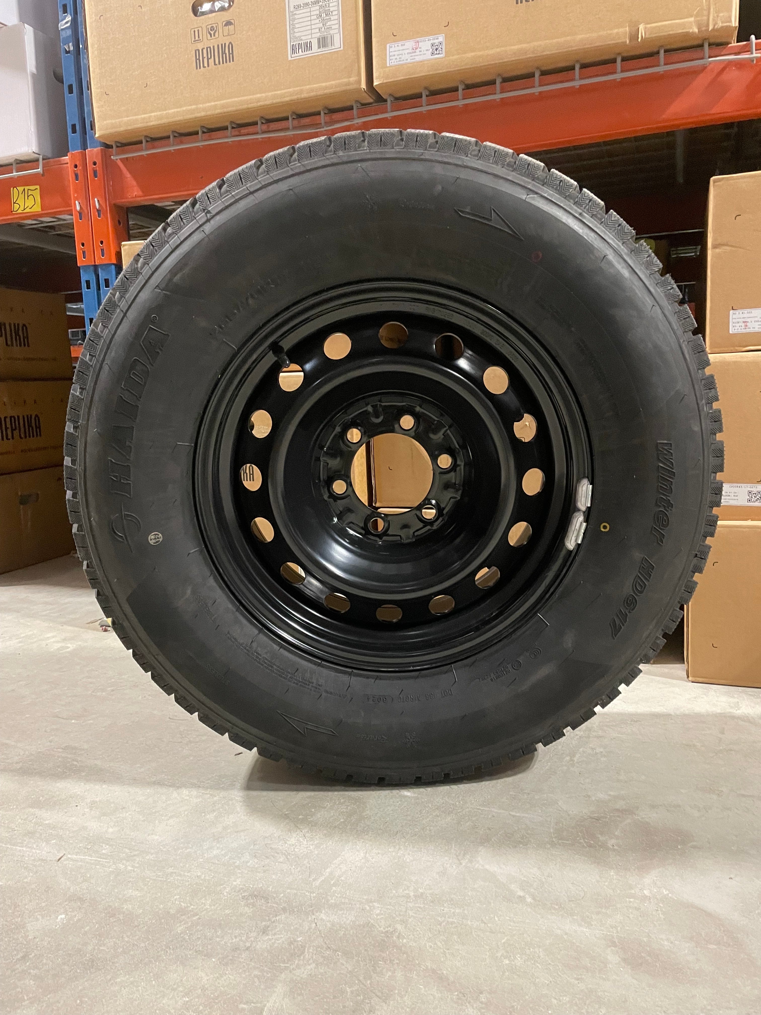 (SET OF FOUR) Performance Steel Wheel 17x7 6x139.7 +14 BLK | 265/70r17 Haida 617 Winter ( GMC, CHEVY 1500, Yukon, Tahoe, Tacoma )