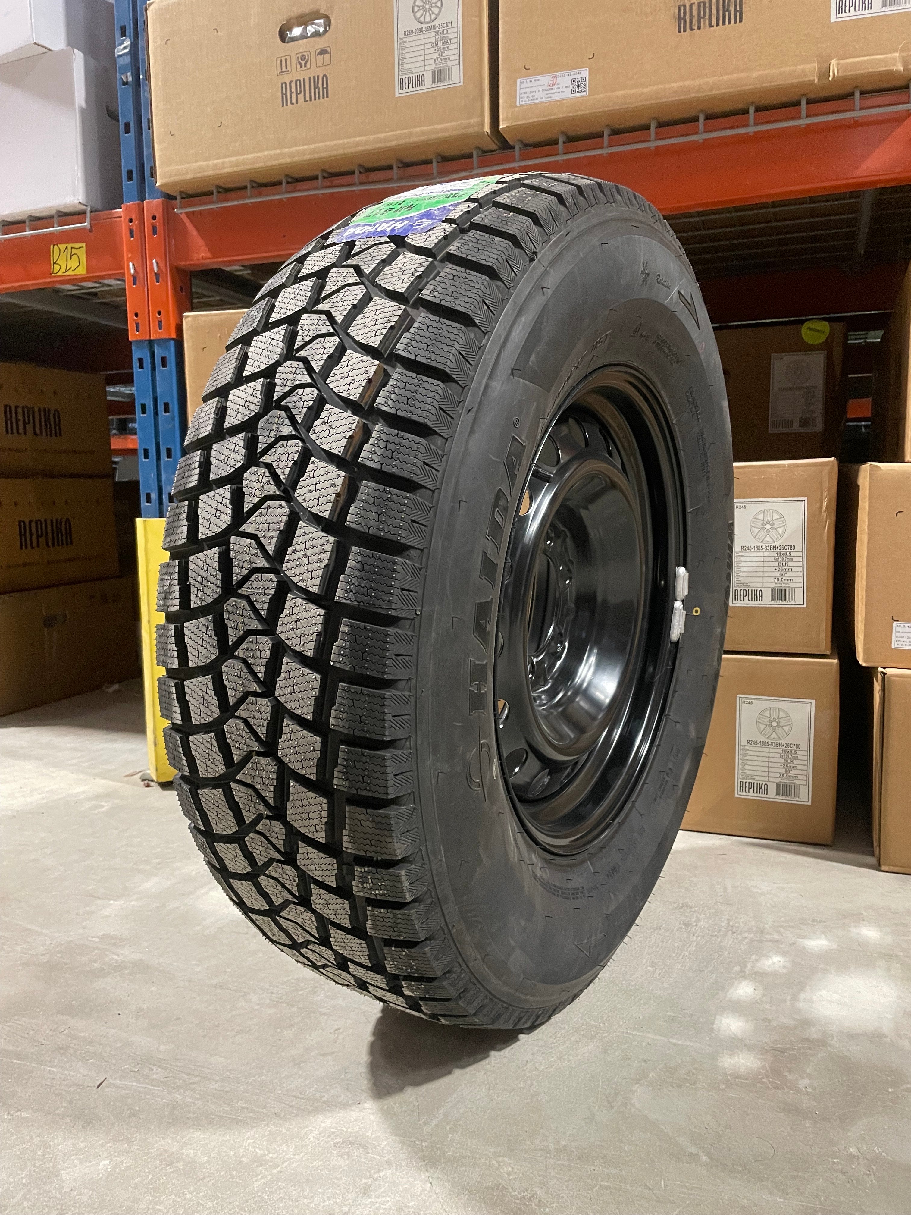 (SET OF FOUR) Performance Steel Wheel 17x7 6x139.7 +14 BLK | 265/70r17 Haida 617 Winter ( GMC, CHEVY 1500, Yukon, Tahoe, Tacoma )