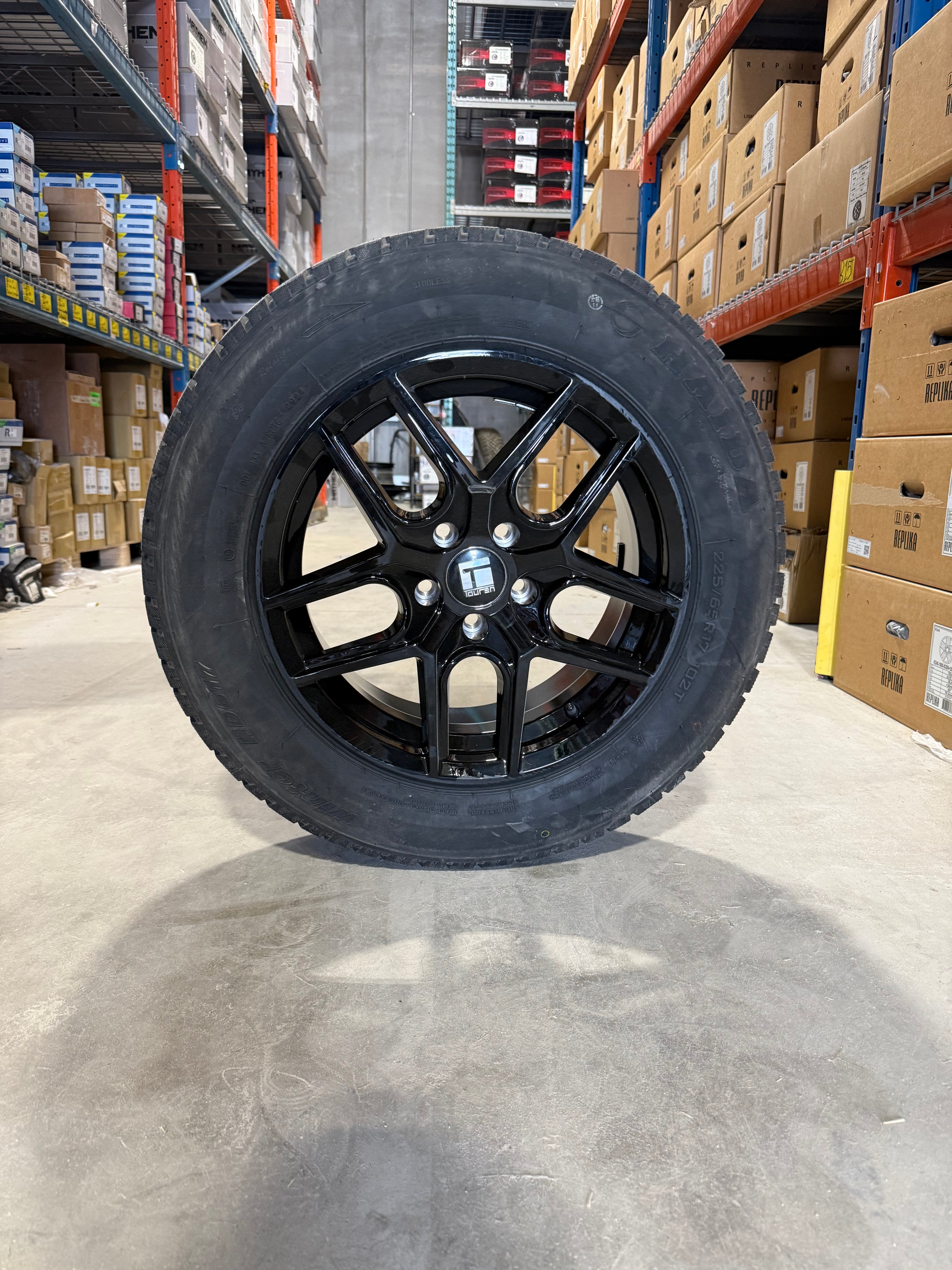 (SET OF FOUR) Touren TR79 17x8 5x114.3 +35 Gloss BLK | 225/65r17 Haida HD617 Winter