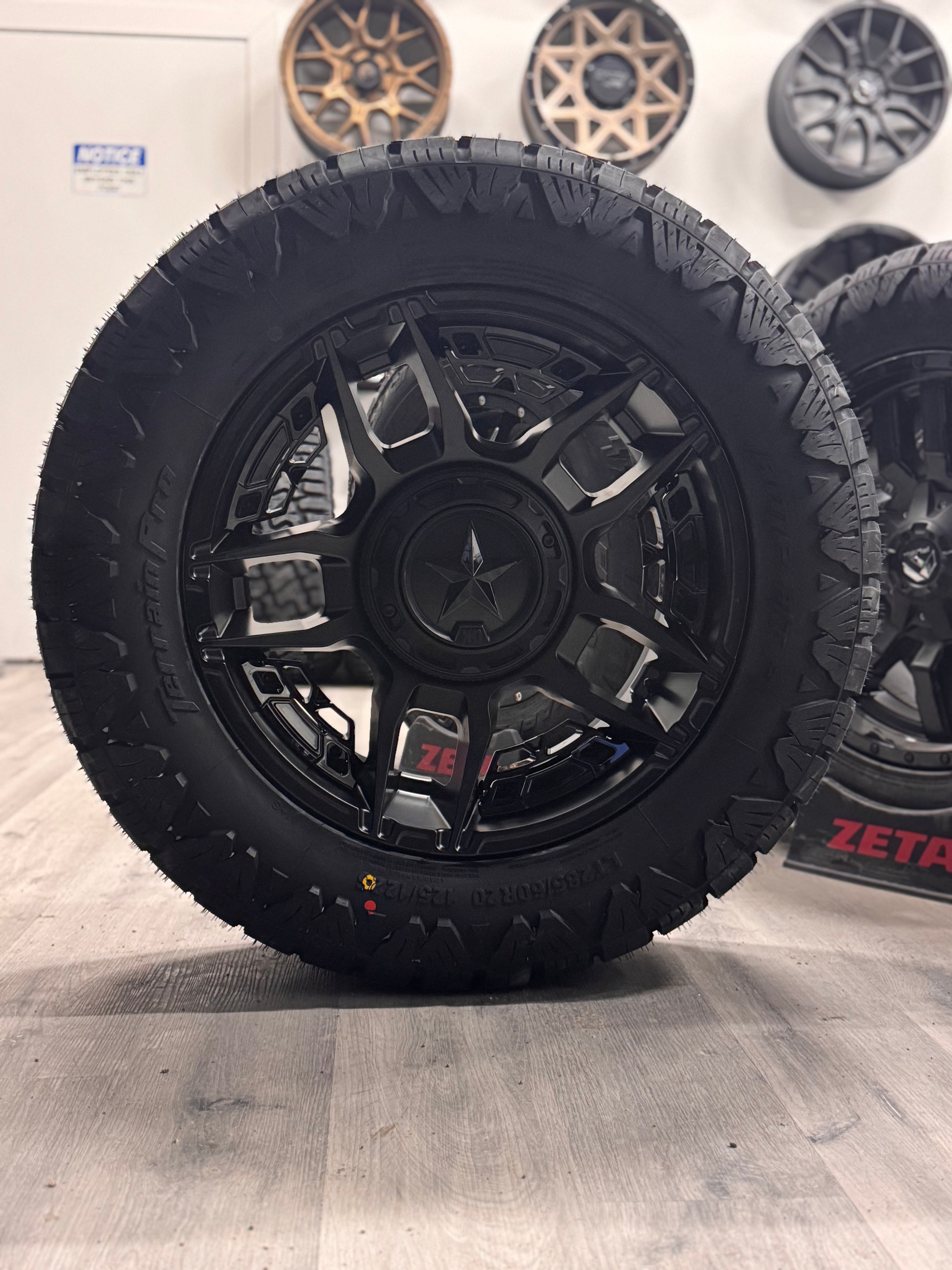 (SET OF FOUR) XD SLASH MATTE BLK 20X9 8X180 +1 124.2MM | AMP TERRAIN PRO A/T P | 285/60R20 ( Floating caps )