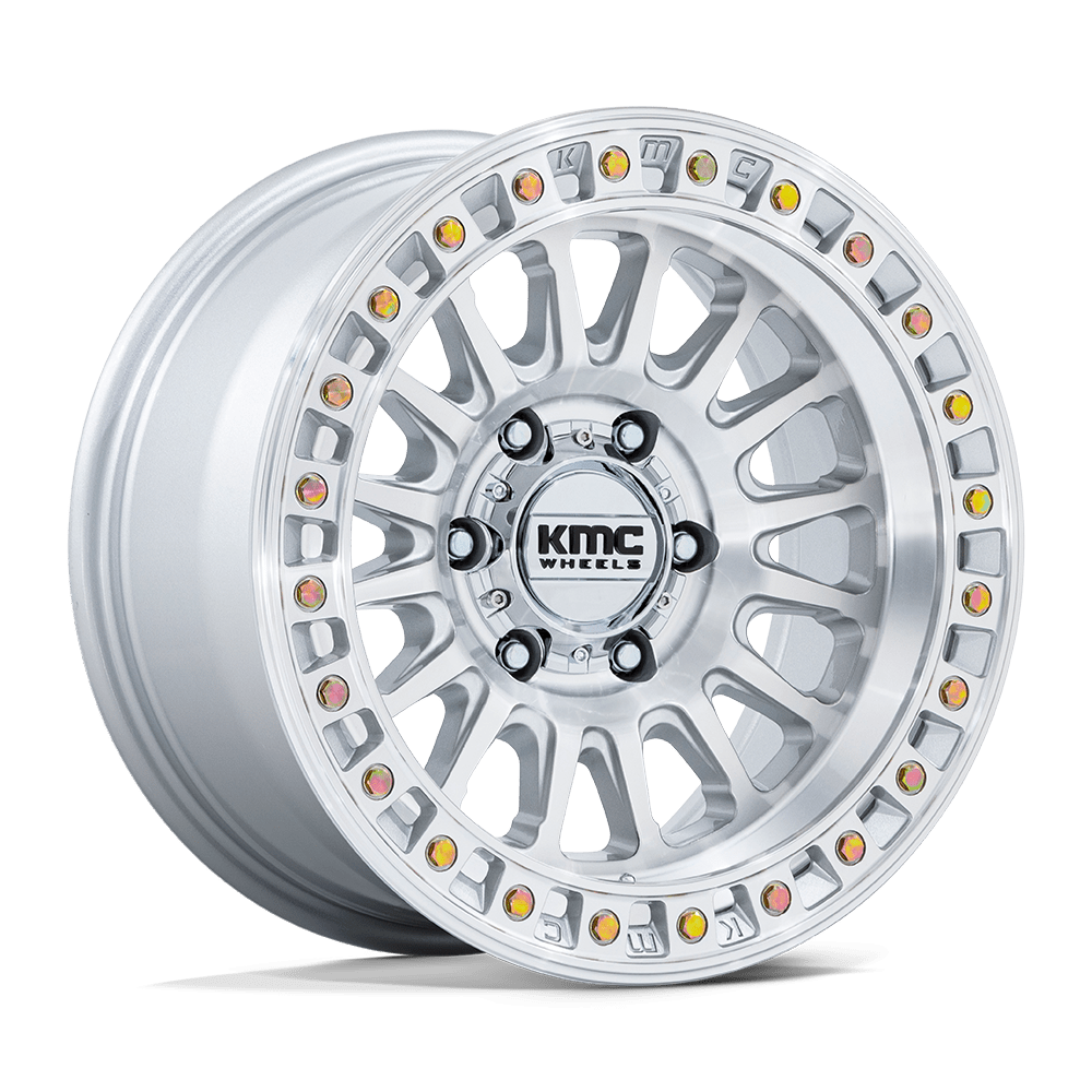 KMC IMS 17X8.5 -10 6X139.7 106 GLOSS SILVER W/ MACHINED FACE (TEXT FOR CLEARANCE PRICING )