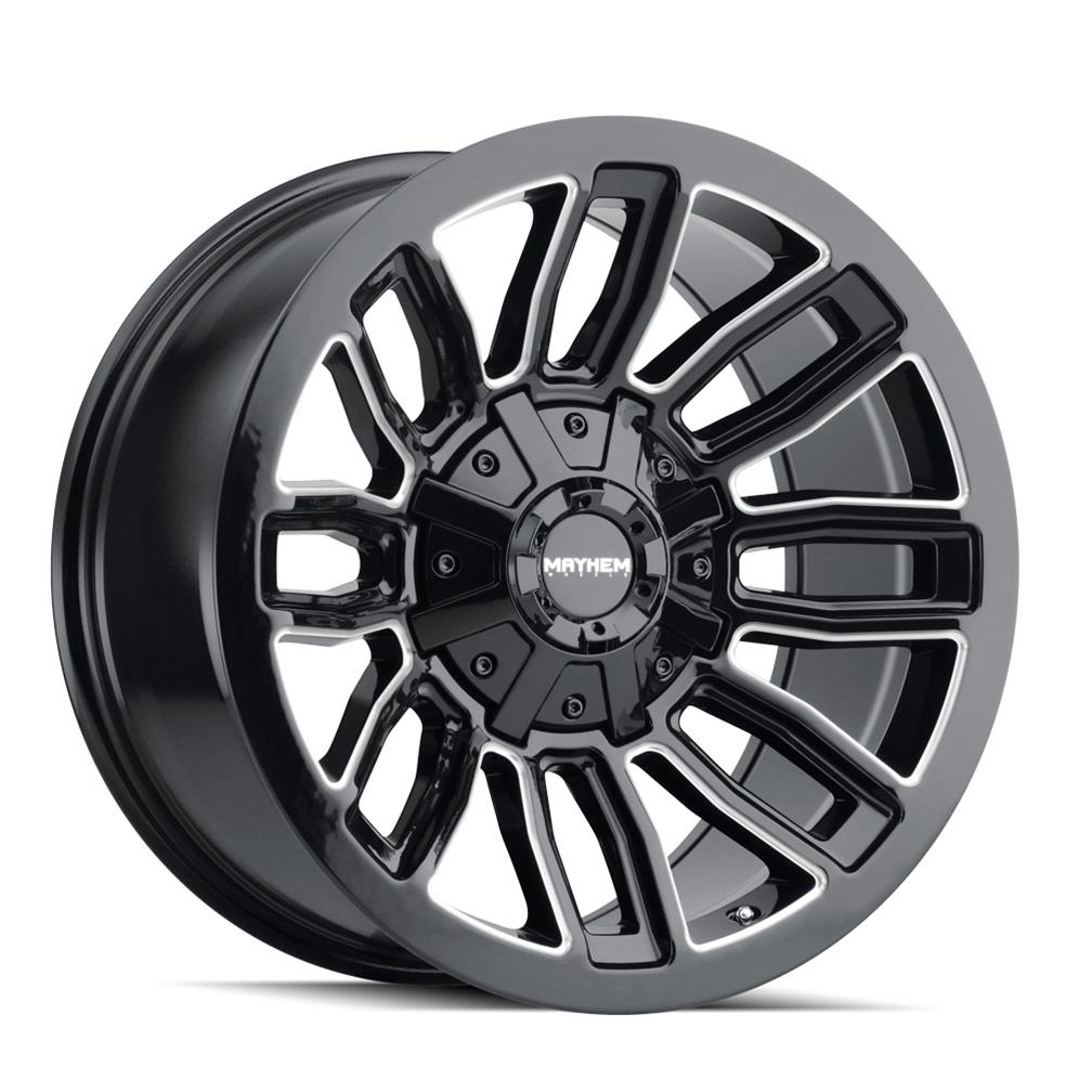 MAYHEM DECOY 8108 GLOSS BLACK/MILLED SPOKES 20X10 6X135/6X139.7 -26MM 106MM