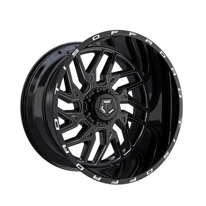 TIS 544 GLOSS BLACK - MILLED EDGE 20X12 -44 6X135|6X139.7MM 108.1MM