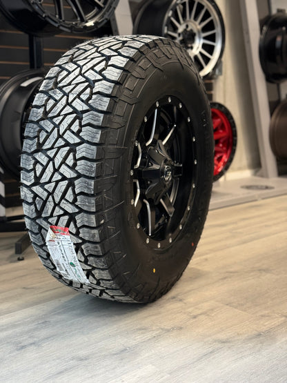 ( SET OF FOUR ) FUEL MAVERICK 18X9 +20 8X170 125.2 MATTE BLK MILL | FUEL GRIPPER A/T LT 295/70R18
