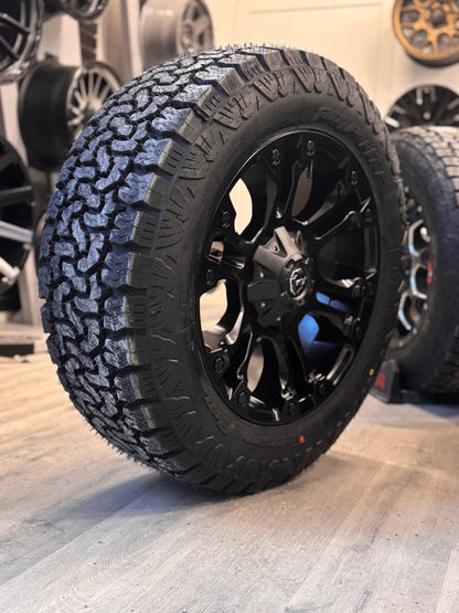 (SET OF FOUR) FUEL VAPOR MATTE BLACK 20X9 +19 6X135/6X139.7 106.1MM | 275/60R20 AMP TERRAIN PRO