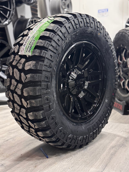 (SET OF FOUR) FAST HD MENACE GLOSS BLACK 18X9 +15 5X127/5X139.7MM 87.1MM | 33X12.50R18 HAIDA 869 MUD CHAMP 3PMS