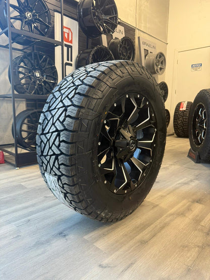 (SET OF FOUR) FUEL ASSAULT MATTE BLACK MILLED 20X9 +20 8X170 125.1MM | FUEL GRIPPER A/T LT 285/65R20