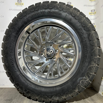 (SET OF FOUR) CALI OFF-ROAD PURGE POLISHED | 20x10 6x139.7 -25 | AMP TERRAIN PRO 305/55R20