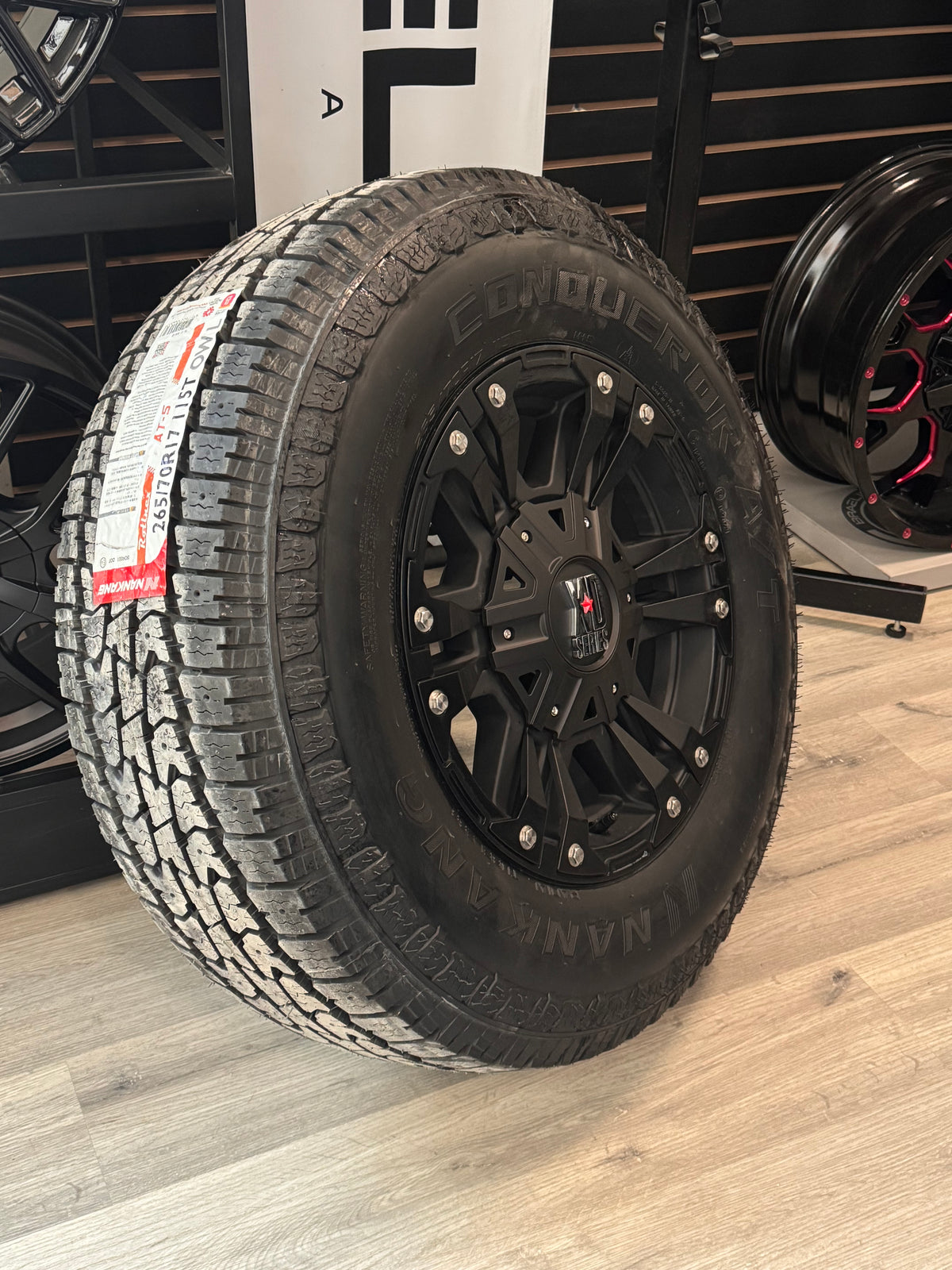 ( SET OF FOUR ) XD 822 MONSTER II MATTE BLACK 17X9 +18 6X135/6X139.7 106.1MM | NANKANG AT-5 CONQUEROR A/T 265/70R17 115T 3PMS OWL SL