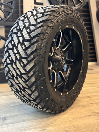 ( SET OF FOUR ) FUEL MAVERICK 20X10 -18 6X135/6X139.7 106.1 MATTE BLK MILL | 33X12.50R20 FUEL GRIPPER MT