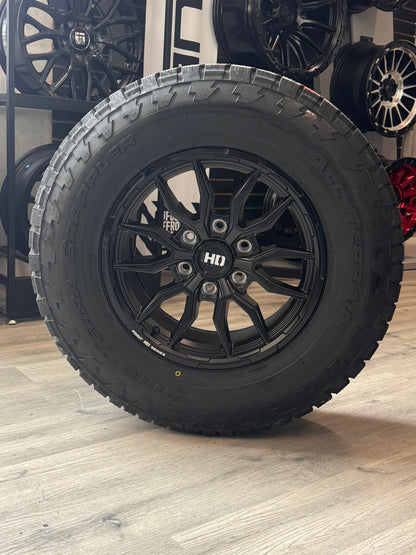 ( SET OF FOUR ) FAST HD GRIT 17X8 6X139.7 +24 78.0 SATIN BLACK | NITTO TERRA GRAPPLER 265/70R17 P
