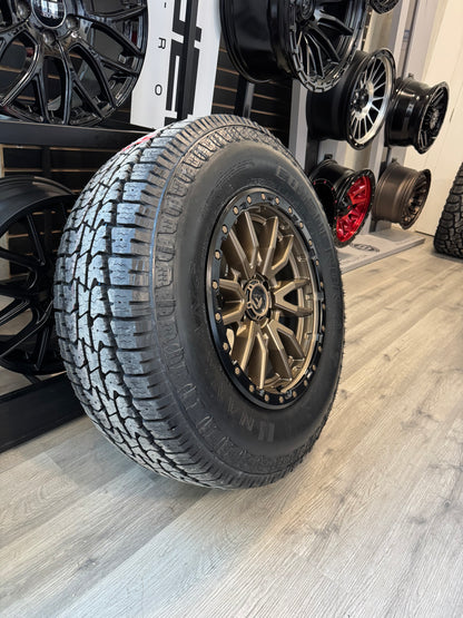 ( SET OF FOUR ) FUEL REBEL 18X9 +20 6X135 87.1 MATTE BRONZE BLACK BEAD RING | NANKANG AT-5 CONQUEROR A/T LT 275/70R18 125/122S E/10 OWL 3PMS