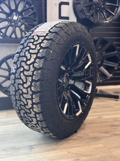 (SET OF FOUR) FUEL REBAR GLOSS BLK MILLED 20X10 6X135 -18MM | LT 275/60R20 AMP TERRIAN PRO