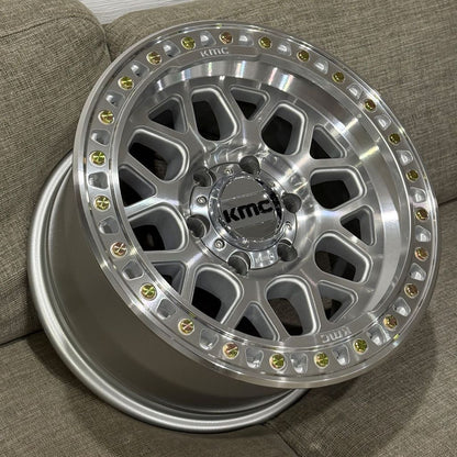 KMC KM549 GRS GLOSS SILVER W/ MACHINED FACE 17X8.5 0 6X135 87.1mm **TEXT FOR CLEARANCE PRICE **