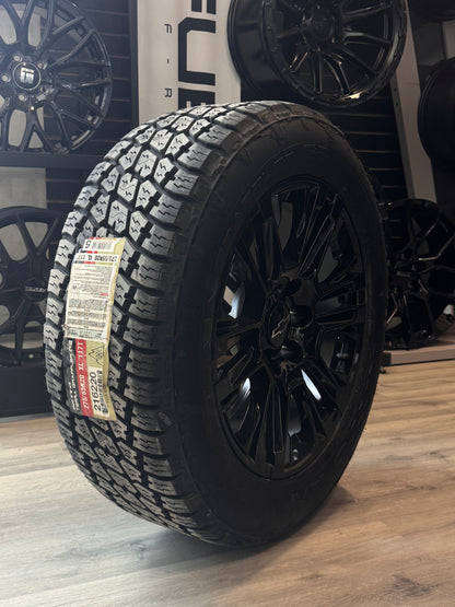 ( SET OF FOUR ) OEM Style GMC/CHEVY/CADILLAC 216 REPS GLOSS BLACK 20X9 +24 6X139.7 77.8 | 275/55R20 NITTO G2
