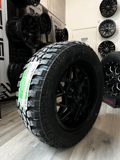( SET OF FOUR ) MOTO METAL MO812 TURBINE GLOSS BLACK 20X9 6X135 +1 87.1 | 275/60R20 LT HAIDA 869 3PMS