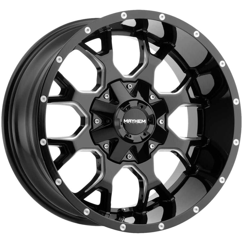 MAYHEM WARRIOR 8015 GLOSS BLACK MILLED 17X9 8X165.1 18MM 130.8MM