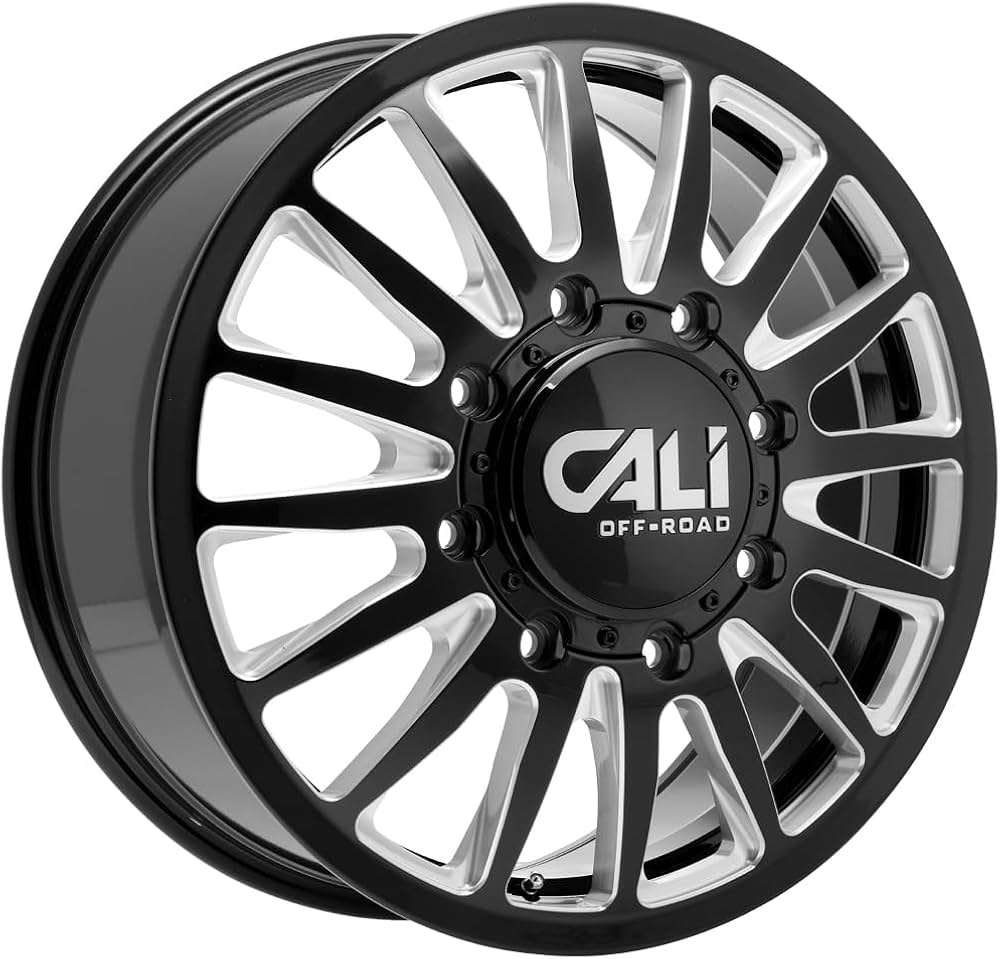 CALI OFFROAD SUMMIT DUALLY 9110 GLOSS BLACK MILLED 20X8.25 115 8X210 154.2MM *FRONT*