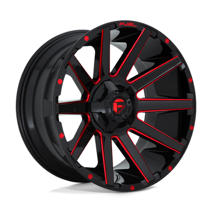 FUEL CONTRA GLOSS BLK WITH RED MILLING | 20X9 6X135/6X139.7 +20 106.1MM - TEXT US FOR CLEARANCE PRICE***