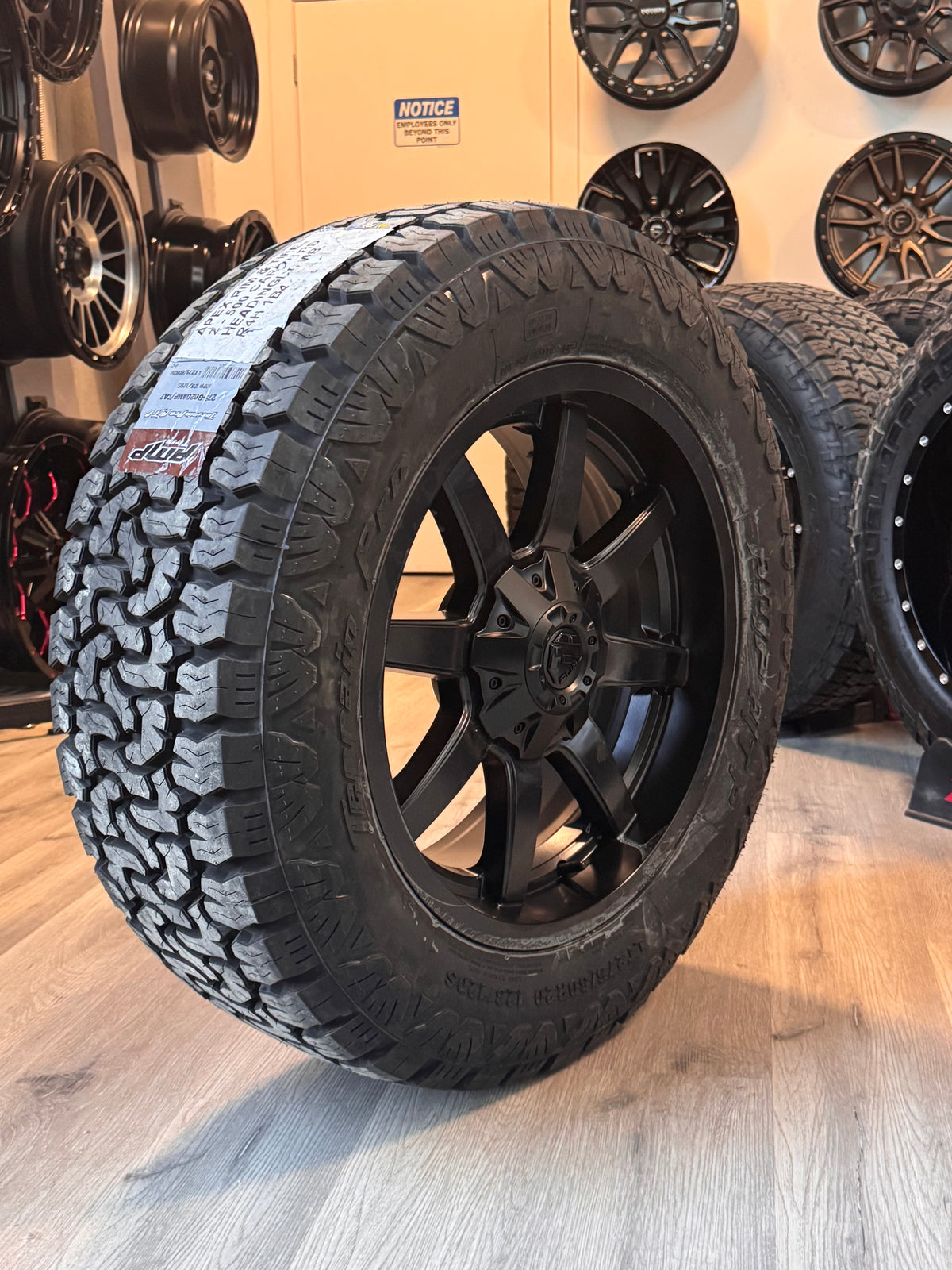 ( SET OF FOUR ) FUEL MAVERICK SATIN BLACK 20X9 +19 6X135/6X139.7 | 275/60R20 AMP TERRAIN PRO