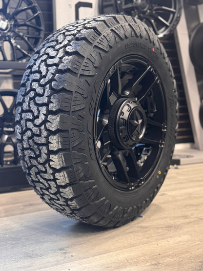 (SET OF FOUR) XD SLASH MATTE BLK 20X9 8X170 +1 125.1MM | 275/65R20 AMP TERRAIN PRO ( FLOATING CAPS )