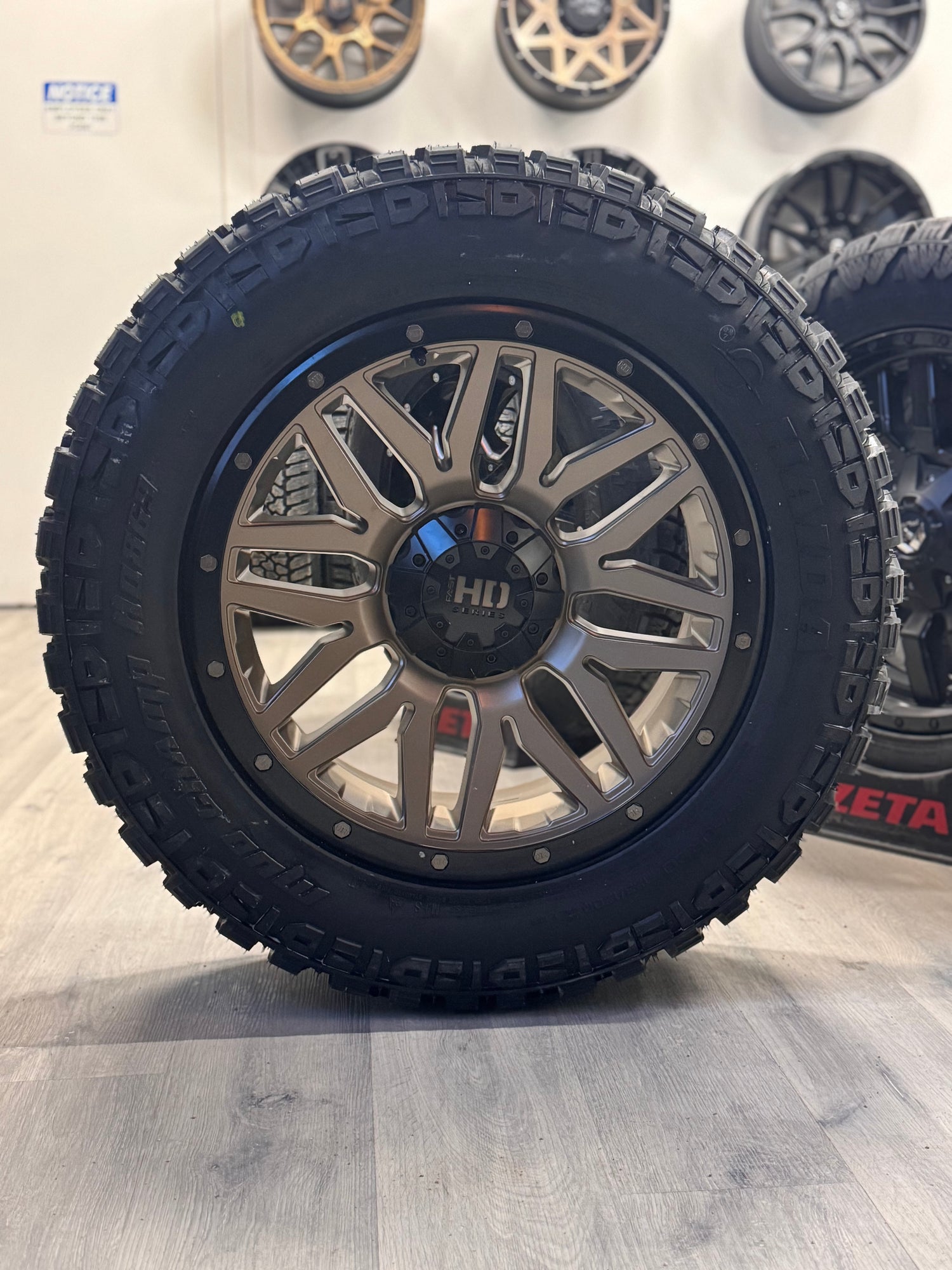 (SET OF FOUR) FAST HD MENACE SATIN BRONZE/BLACK BEADLOCK 20X9 +0 6X139.7MM 106.1MM | 275/60R20 HAIDA 869 MUD CHAMP 3PMS