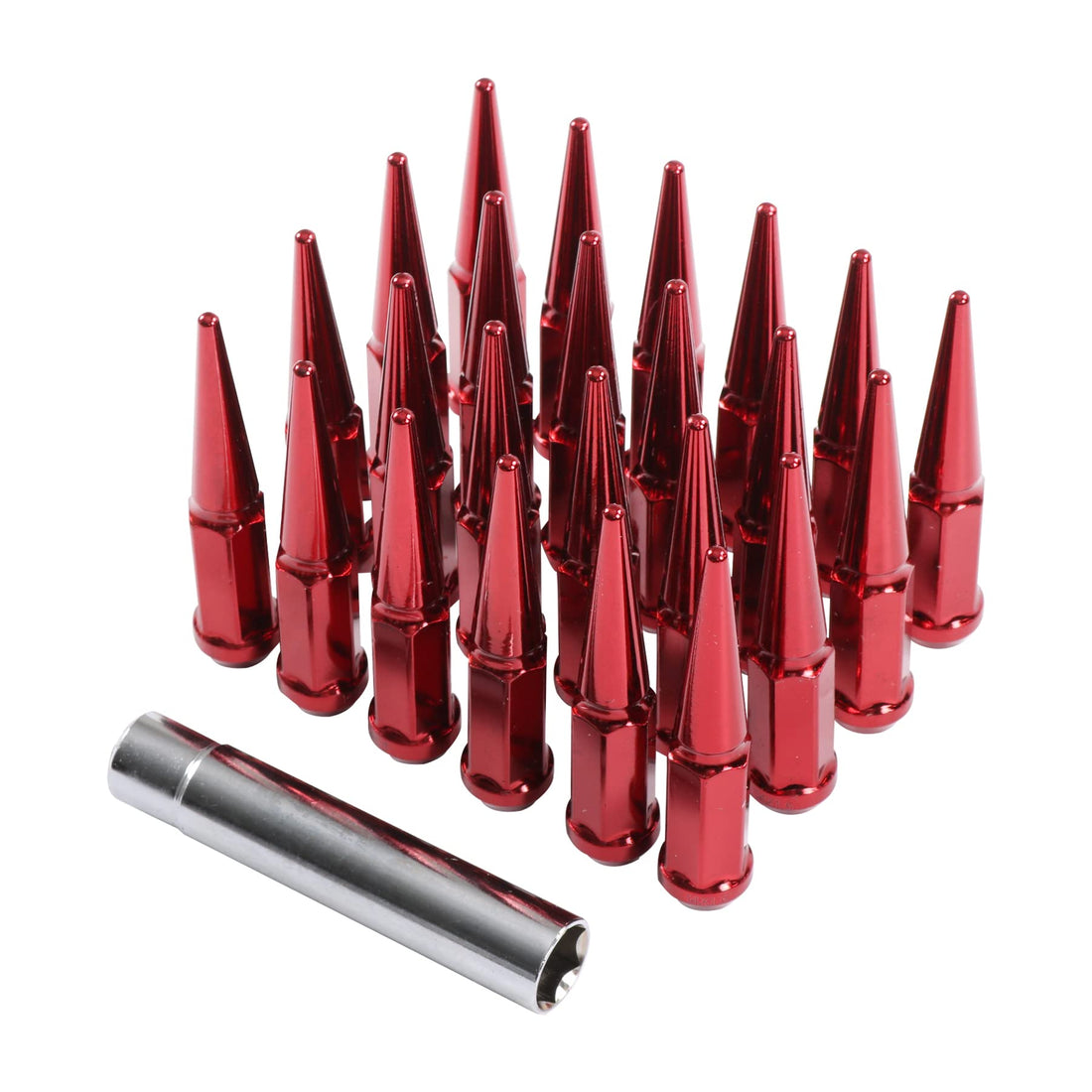 SPIKE LUG NUTS - RED CLOSED - 14x1.5 - 32 PACK