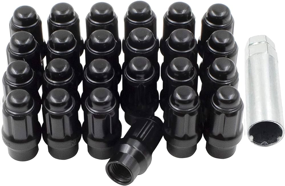 LUG NUTS - BLACK CLOSED - 12x1.5 - 24 PACK Extended thread