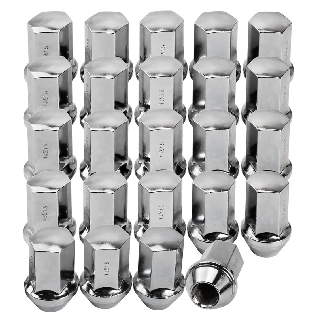 GM OEM STYLE XLONG BULGE CHROME 14x1.5 7/8" HEX 1.90"