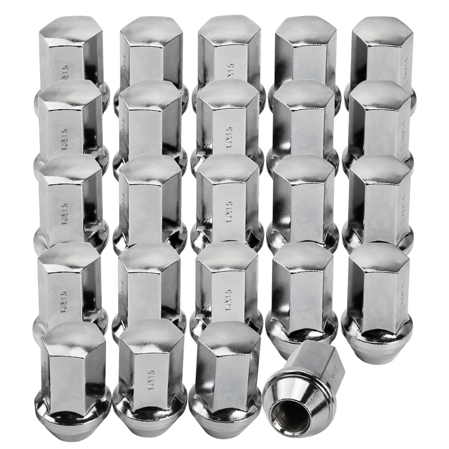 GM OEM STYLE XLONG BULGE CHROME 14x1.5 7/8" HEX 1.90"