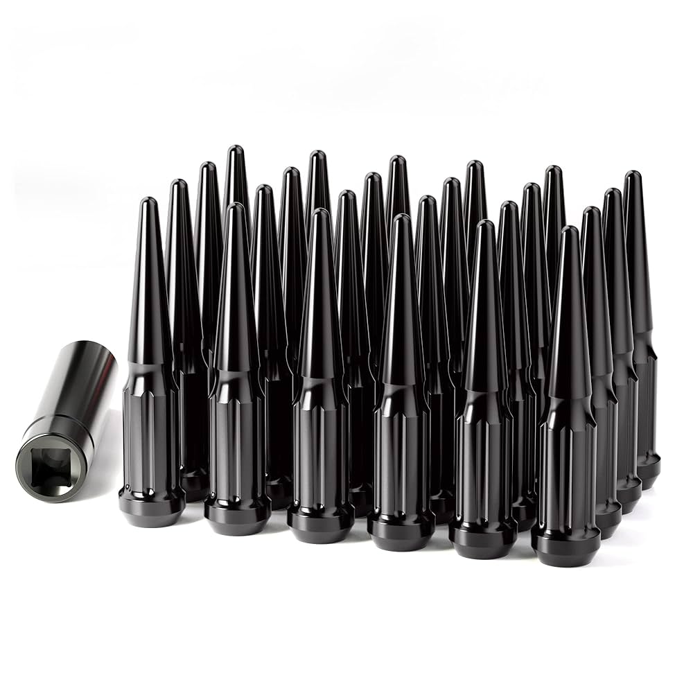 SPIKE LUG NUTS - BLACK CLOSED - 9/16" - 32 PACK