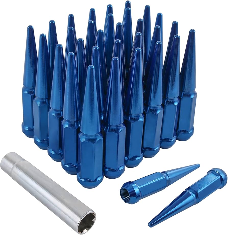SPIKE LUG NUTS - BLUE CLOSED - 14x1.5 - 32 PACK
