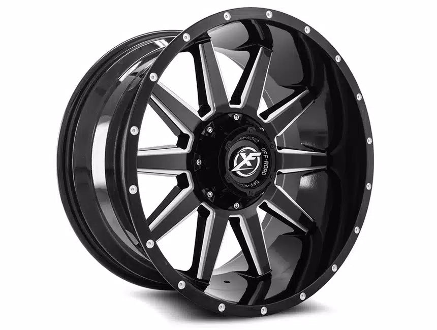 XF 219 GLOSS BLACK MILLED + MILLED DOTS | 20X10 -12 5X127/5X139.7