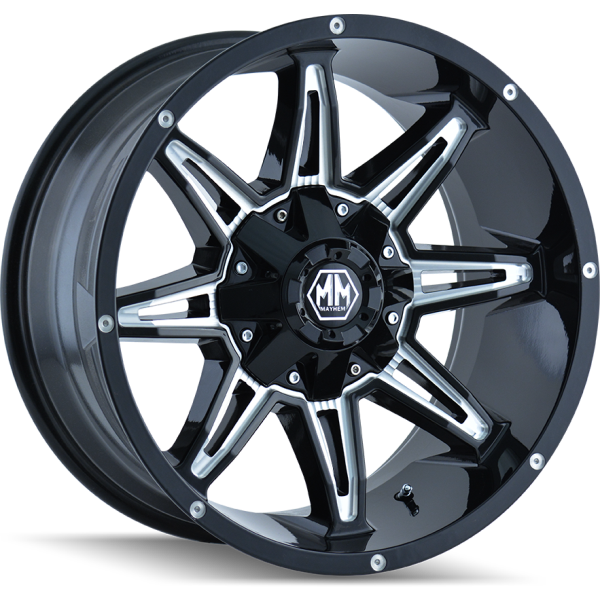 MAYHEM RAMPAGE 8090 BLACK/MILLED SPOKES | 18X9 5X114.3/5X127 -12 87MM ( Minimum 5 )