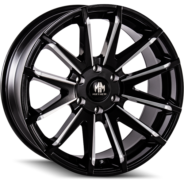 Mayhem Wheels CROSSFIRE 8109 Gloss Black Milled Spokes (20&quot;x9.5&quot;, 10 Offset, 5x139.7 Bolt Pattern, 108mm Center Bore)