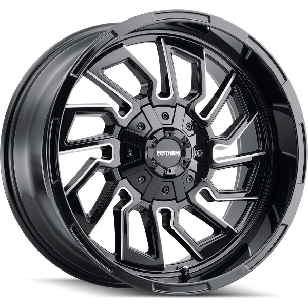 MAYHEM FLYWHEEL 8111 GLOSS BLACK MILLED SPOKES | 20x9 +0 ET 8x165