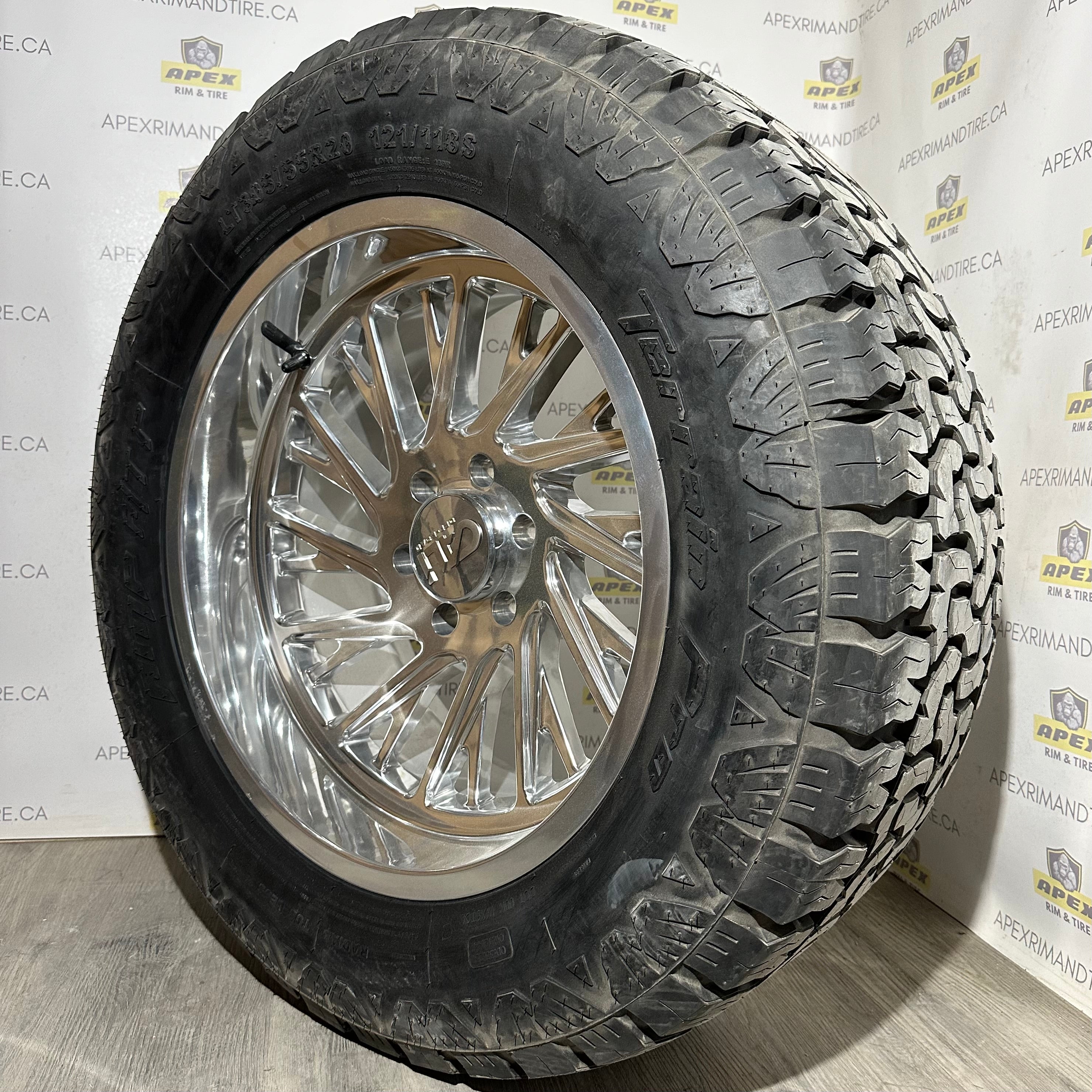 (SET OF FOUR) CALI OFF-ROAD PURGE POLISHED | 20x10 6x139.7 -25 | AMP TERRAIN PRO 305/55R20