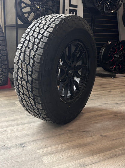 ( SET OF FOUR ) FAST HD GRIT 17X8 6X139.7 +24 78.0 SATIN BLACK | NITTO TERRA GRAPPLER 265/70R17 P