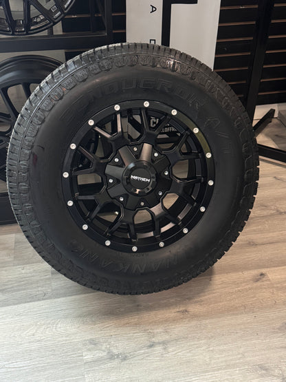 ( SET OF FOUR ) MAYHEM WARRIOR 8015 MATTE BLACK 17X9 6X135/6X139.7 18MM 106MM | 265/70R17 NANKANG AT 5 3PMS