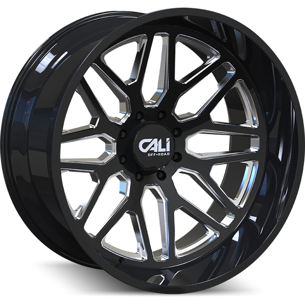 CALI OFF-ROAD INVADER 9115 GLOSS BLACK/MILLED SPOKES 20x12 6x139.7 -51MM