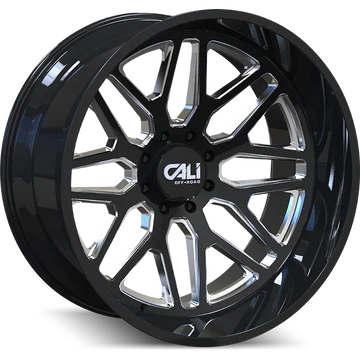 CALI OFF-ROAD INVADER GLOSS BLACK MILLED| 22x12 -51 ET 6x139.7 (106 MM HUB)