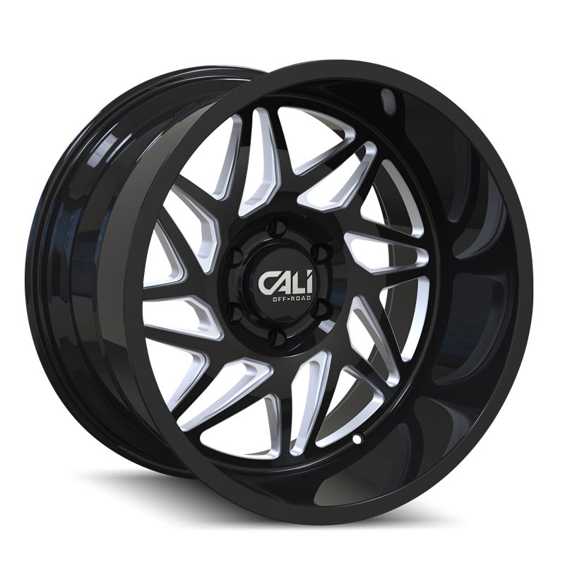 CALI OFF-ROAD GEMINI GLOSS BLACK MILLED 20X10 -25 6X139.7MM 106MM