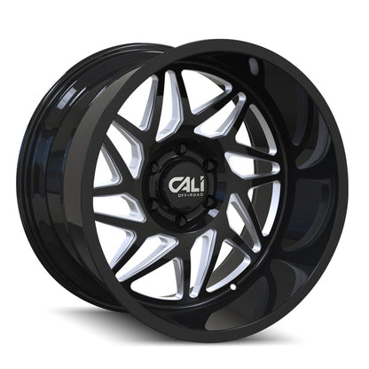 CALI OFF-ROAD GEMINI GLOSS BLACK MILLED 20X10 -25 6X139.7MM 106MM